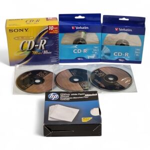 (Lot Of 7) (1)Sony CD-R 10-Pack 700MB (2) Verbatim (3) Singles (1) 50pk Sleeves
